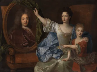 Mother and Child beside the Portrait of the Father